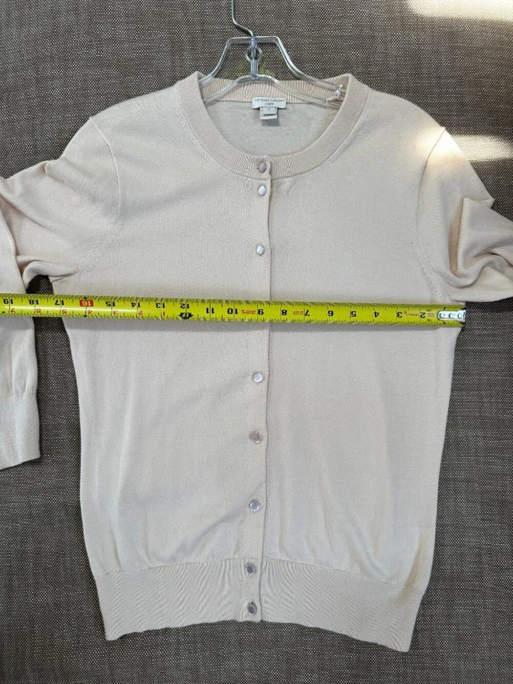 J.Crew Clare Cardigan Champagne Beige Ecru 100% Cotton Button Down Crew Size M